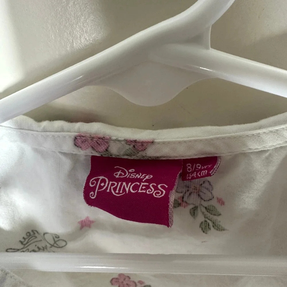 Vintage Disney Princess‎ Snow White Print Pajama Set Girls 8/9 White Cotton